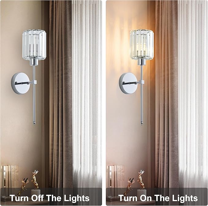 Hardwired Crystal Wall Sconces Set of Two