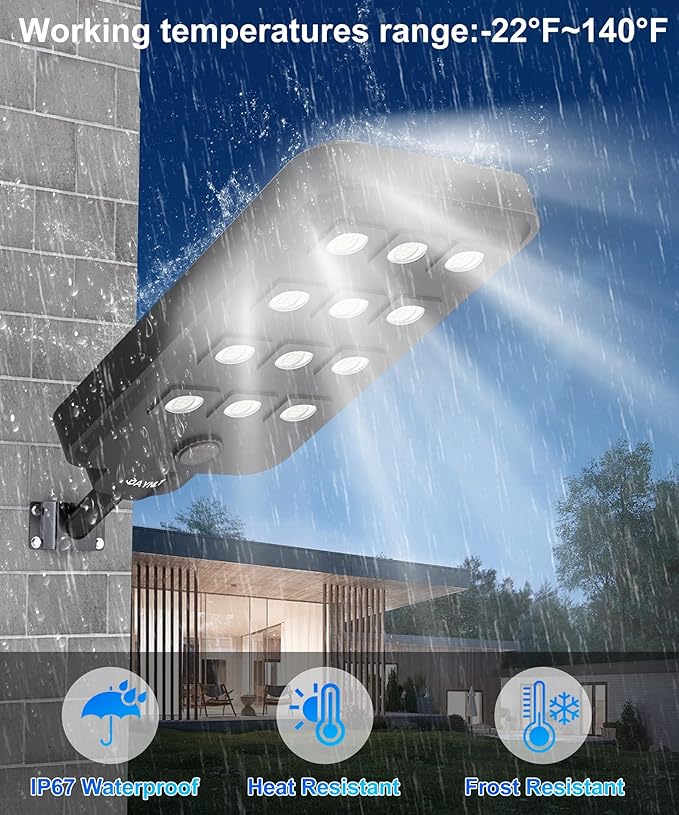 JAYNLT X-13000W Solar Street Lights Outdoor, Ultra-Large 6500K Commercial