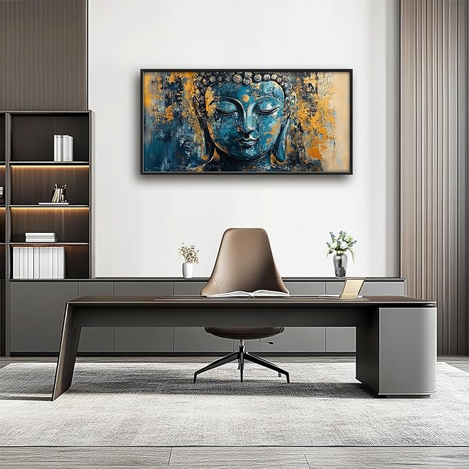 Olivine Buddha Wall Art, Zen Pictures Wall Decor, Religious Canvas Prints Painting, Framed Artwork for Bathroom Bedroom Living Room Office Home Spa Mediation Room Decoration 60"x30"