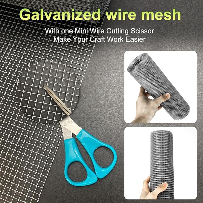 Hardware Cloth 8'' x 30' 1/4 in Galvanized Wire Mesh Roll (23 GA) Chicken Wire Fence Roll for Chicken Pen/coop Fences, Screen mesh, Rabbit/Snake Fences, Poultry enclosures, Handicraft Making, etc.