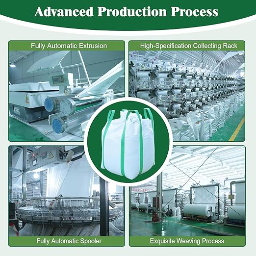 10 Pack 2 Ton FIBC Bulk Bag,35"L x 35"W x 43"H,4400lbs SWL,Woven Polypropylene Heavy Duty Bulk Bags,Duffle Top Flat Bottom for Industrial Agriculture Large-scale Storage Construction Debris