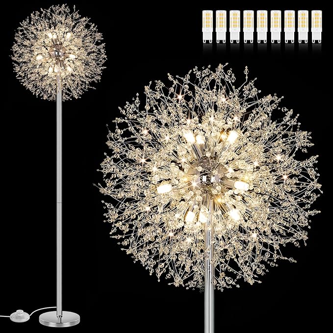 BesLowe 69'' Crystal Floor Lamp