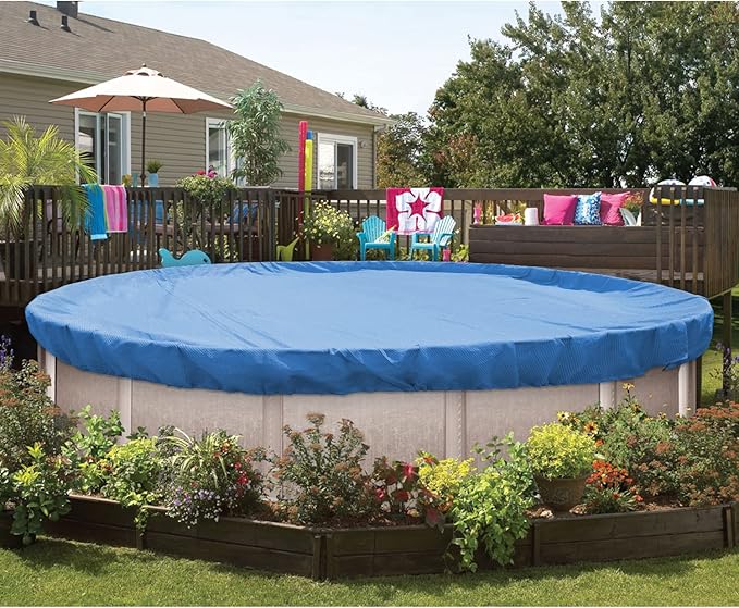 ECOOPTS 17 ft Round Pool Cover for Above Ground Pools, Swimming Pool Cover Protector Winter Safety Cover (Blue)