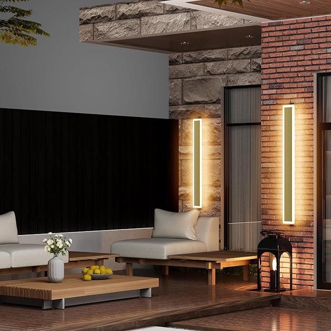 Aipsun Outdoor Wall Sconce 30W LED Modern Porch Patio Wall Light Fixture Gold
