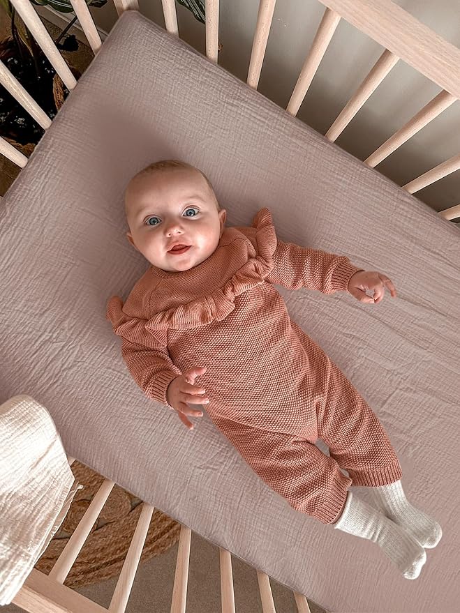 Crib Sheets for Baby Boy Girl 2 Pack, Fitted Crib Mattress Sheet 28" x 52", Muslin Toddler Bedding with Neutral Style, Nursery Bedding Essentials (Beige & Vintage Taupe)