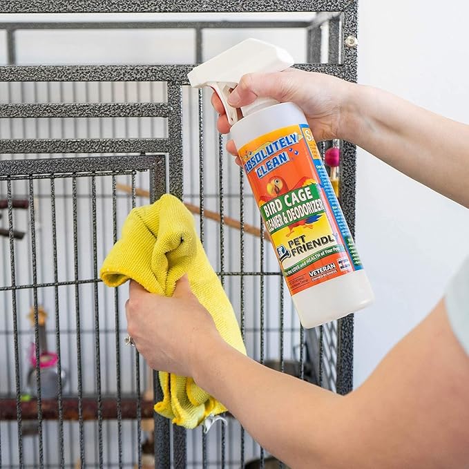 Absolutely Clean Amazing Bird Cage Cleaner and Deodorizer - Just Spray/Wipe - Safely & Easily Removes Bird Messes Quickly and Easily - Made in The US - Fragrance Free - (16oz Pack of 6)
