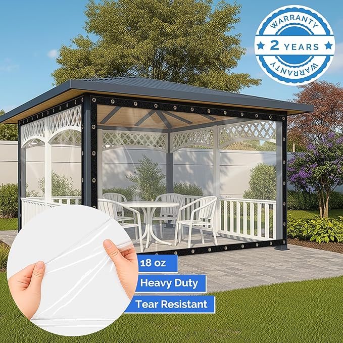 Covers & All Heavy Duty Clear Vinyl Tarp – 20 Mil Waterproof Clear Tarp with Grommets for Patio, Porch, Gazebo, Greenhouse & Chicken Coop (5 x7 ft)
