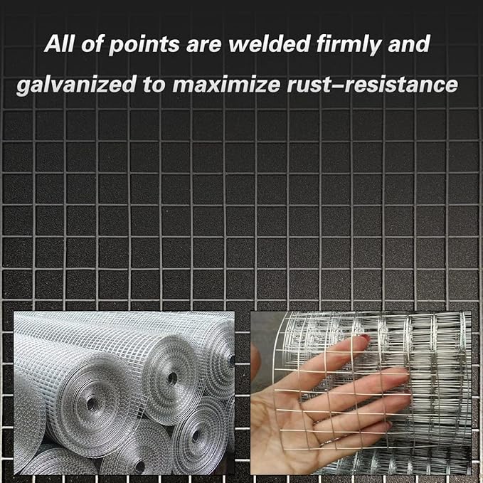 Hardware Cloth 8'' x 20' 1/4 in Galvanized Wire Mesh Roll (23 GA) Chicken Wire Fence Roll for Chicken Pen/coop Fences, Screen mesh, Rabbit/Snake Fences, Poultry enclosures, Handicraft Making, etc.