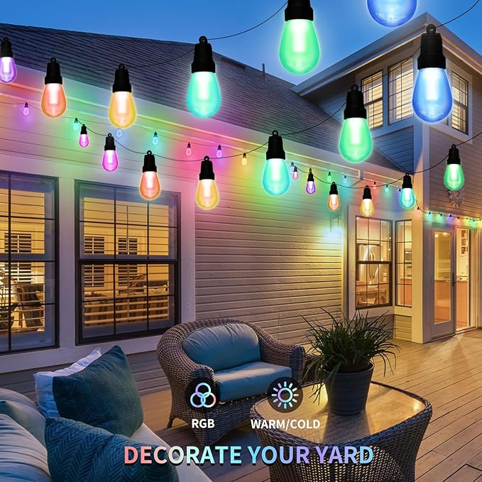 Outdoor String Lights 50FT, Outdoor Lights