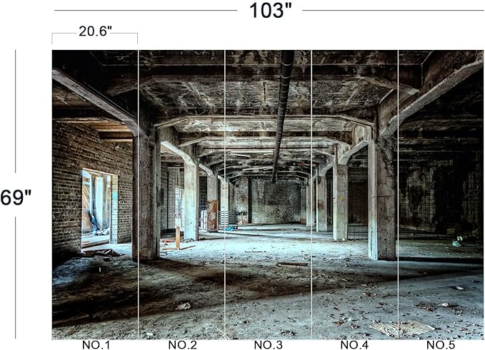 Abandoned Old Factory Buildings Wall Mural Wallpaper 103" x 69"