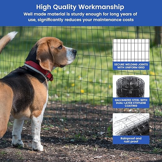 2×3in 48''×50' Welded Wire Mesh, Chicken Wire Mesh Metal Garden Plant Fencing, Black PVC Coated Raised Garden Bed Plant Supports Poultry Netting, Welded Fence Rabbit Cage