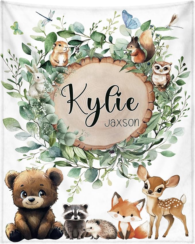 Custom Blanket for Boys Girls Personalized Baby Blanket with Name Customized Baby Gifts for Birthday Baby Shower Christmas Soft Flannel Bed Throw Blanket for Newborn Kids Personalized Blankets