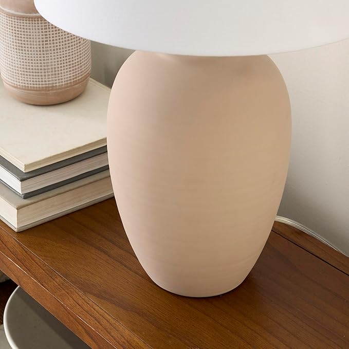 Nourison Home 23" Light Pink Ceramic Jar Table Lamp