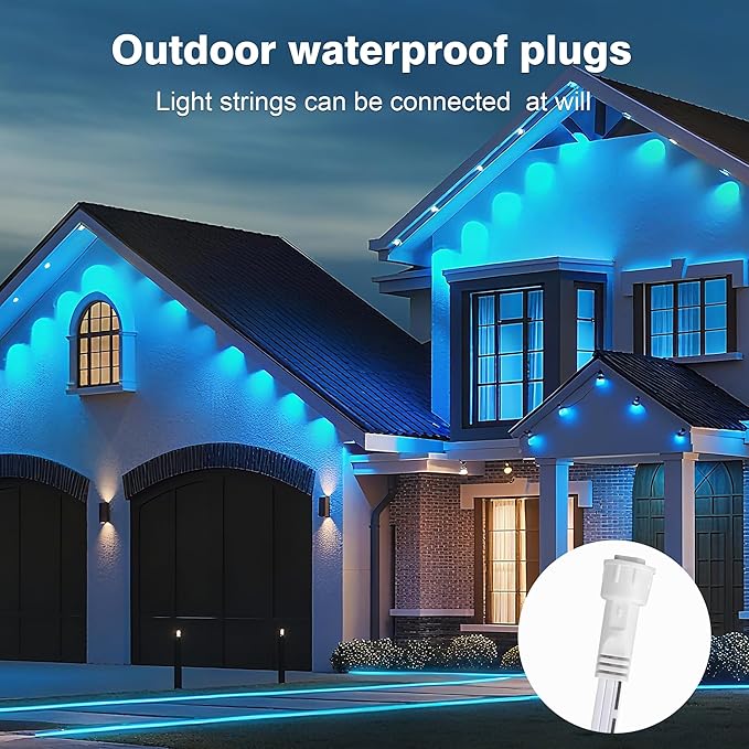 247FT 90LEDs Permanent Outdoor Lights, IP67 Waterproof, Easy Install Under Eave
