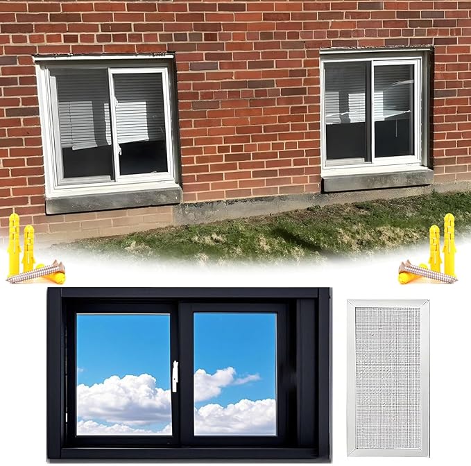 40x25in 36x16in 20x12in Window for Houses, Basement Replacement Windows Aluminum Sliding Window White/Black for Bathroom/Shed/Chicken Coop(Black,21x20in)