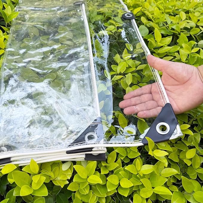 Clear Tarps,6x10ft Clear Tarps with Grommets,14 MiL Heavy Duty Waterproof with Reinforced Edge for Patio and Pavilion,Porch and Outdoor Garden Pet Hutch Roof