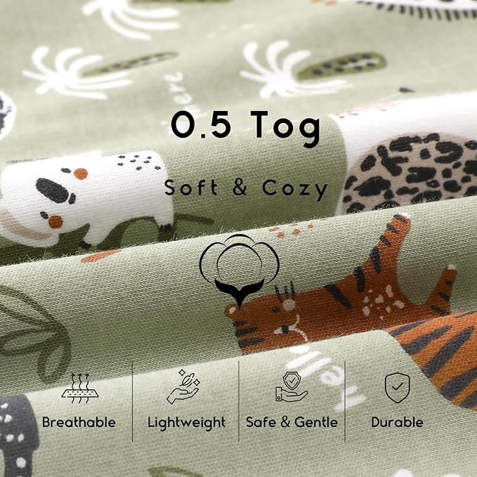 Yoofoss Baby Sleep Sack 6-12 Months 0.5 Tog Wearable Blanket for Baby, 3 Pack 100% Organic Cotton Infant Toddler Sleeping Sack 2-Way Zipper Lightweight Sleep Sack