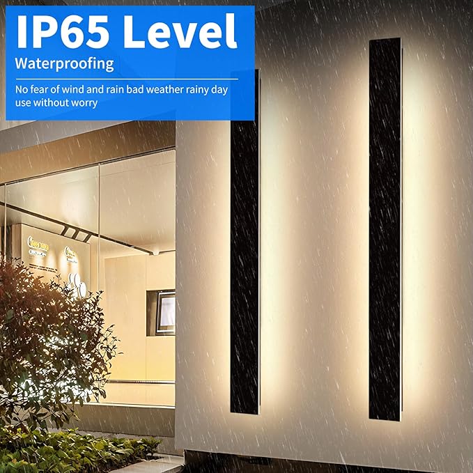 Mikeru 2 Pack Upgraded 71" Long LED Wall Sconce, 4.3" Wide IP65 Waterproof