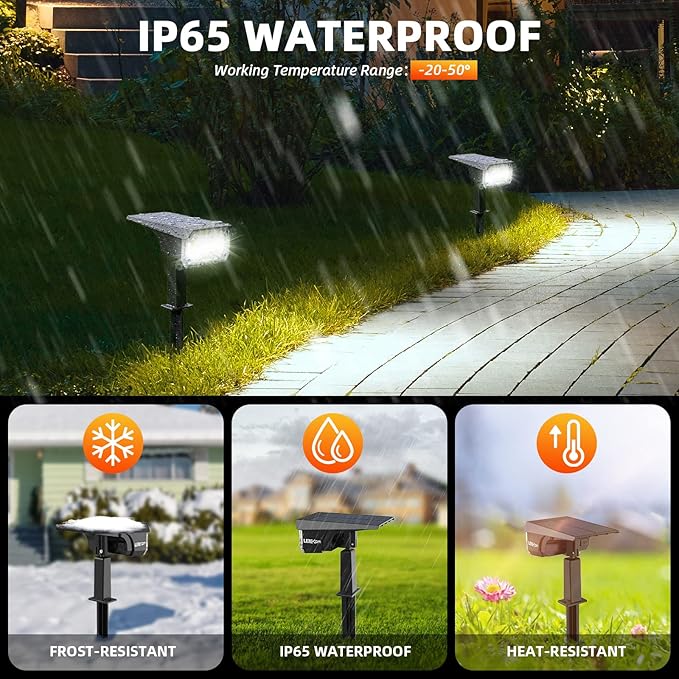 Solar Spot Lights Outdoor, 40 LEDs Solar Outdoor Waterproof Landscape Lights