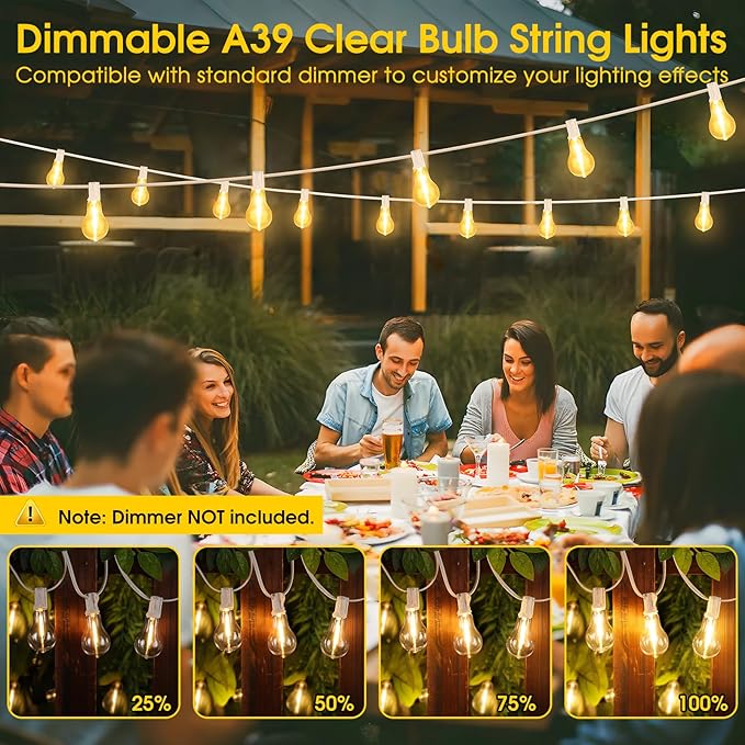 100FT Outdoor String Lights, LED Patio Lights