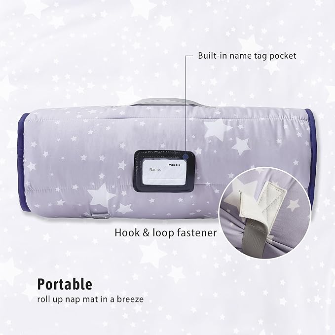 MORAIS Toddler Nap Mat with Pillow and Blanket, 52" x 20" Lightweight and Soft Nap Mat for Preschool, Daycare, Travel Sleeping Bags