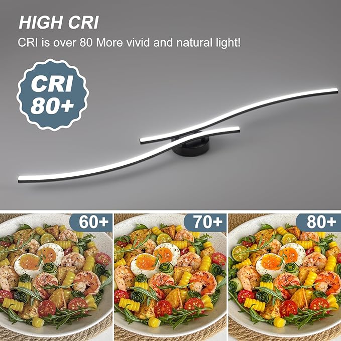 47.24inch Linear Ceiling Light Black Modern LED Ceiling Light Fixture 6000K