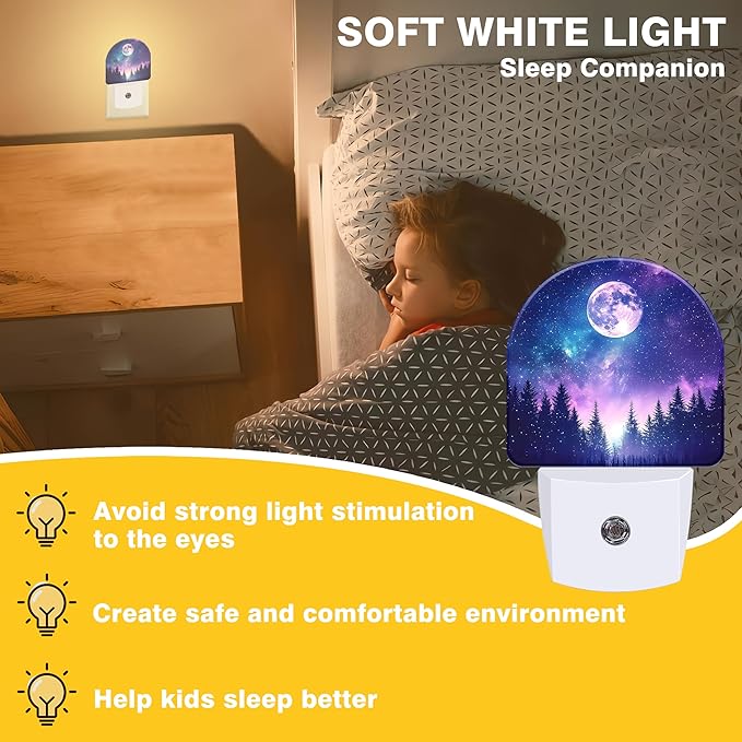 Moon Galaxy Star Night Light, Starry Sky and Forest Night Lights Plug into Wall