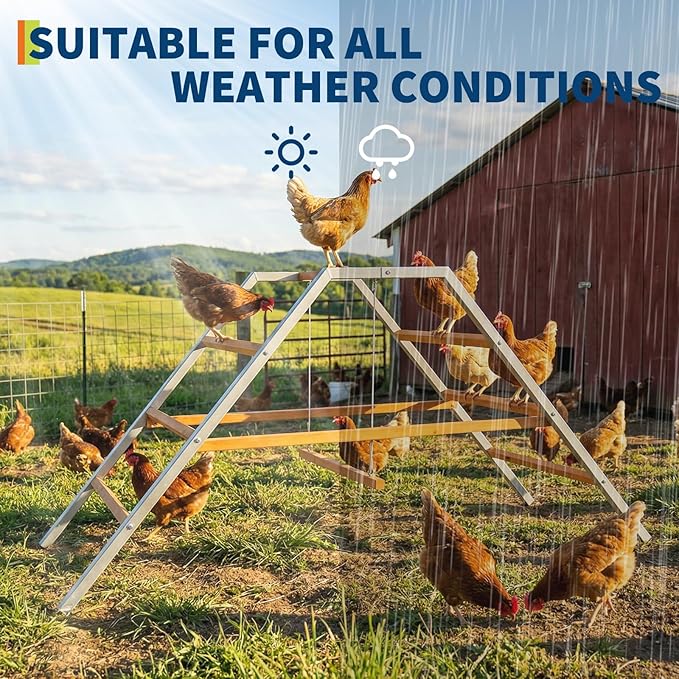 Garvee Chicken Perch with Swing, Chicken Roosting Bars for Coop Accessories, Wooden Ladder for Chickens' Health and Happiness, Chicken Run Toys Accessories for Backyard Farms