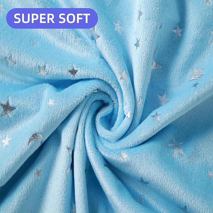 iEvolve Baby Nursery Bed Blankets Ultra Soft Double Layer Mini Blanket Minky Blanket Receiving Blankets Shower Gifts(Bluestar,30 * 47in)
