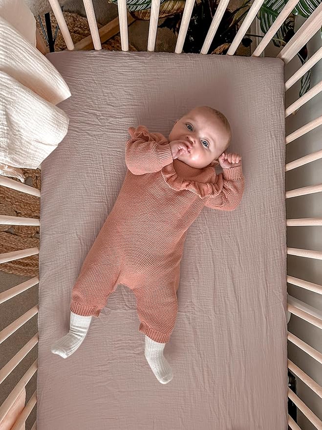 Crib Sheets for Baby Boy Girl 2 Pack, Fitted Crib Mattress Sheet 28" x 52", Muslin Toddler Bedding with Neutral Style, Nursery Bedding Essentials (Beige & Vintage Taupe)