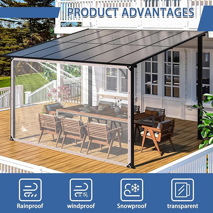 Clear Tarp Waterproof with Grommets 7x12ft,Transparent Tarpaulin Large (Small),Heavy Duty PVC Vinyl Tarps Cover for Outdoor/Camping/Plant/Garden/Chicken Coop
