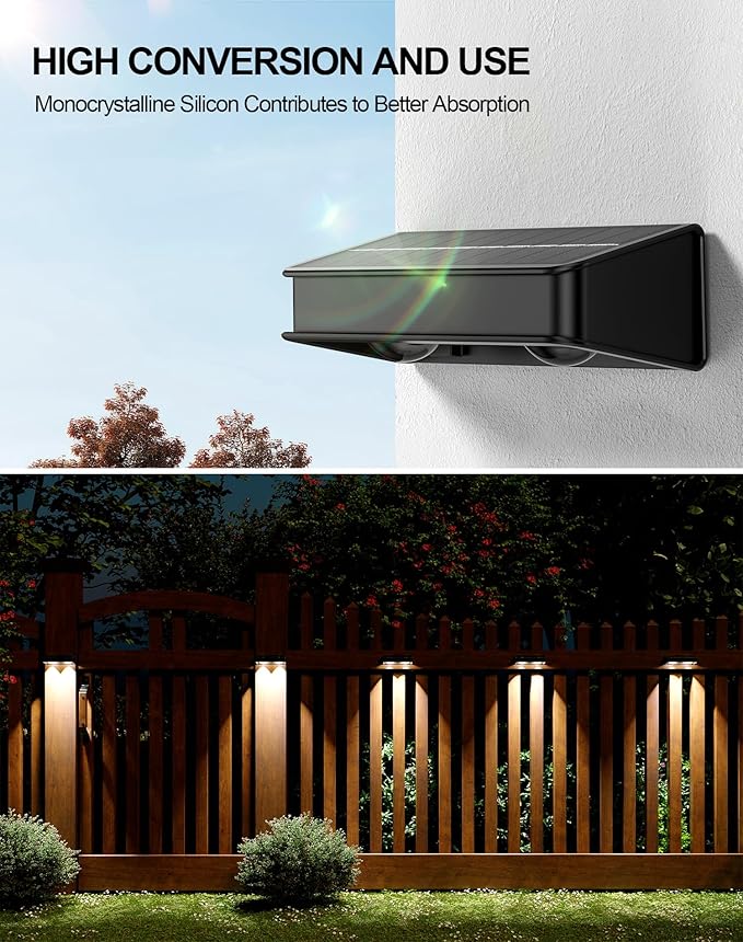 Solar Fence Lights 10 Pack, 9 Color Modes Outdoor Bulb Waterproof Led IP65
