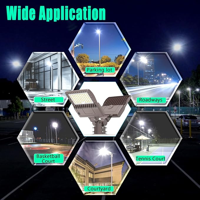 BBESTLED 480 Volt LED Parking Lot Light 240W LED Shoebox Parking Pole Lights