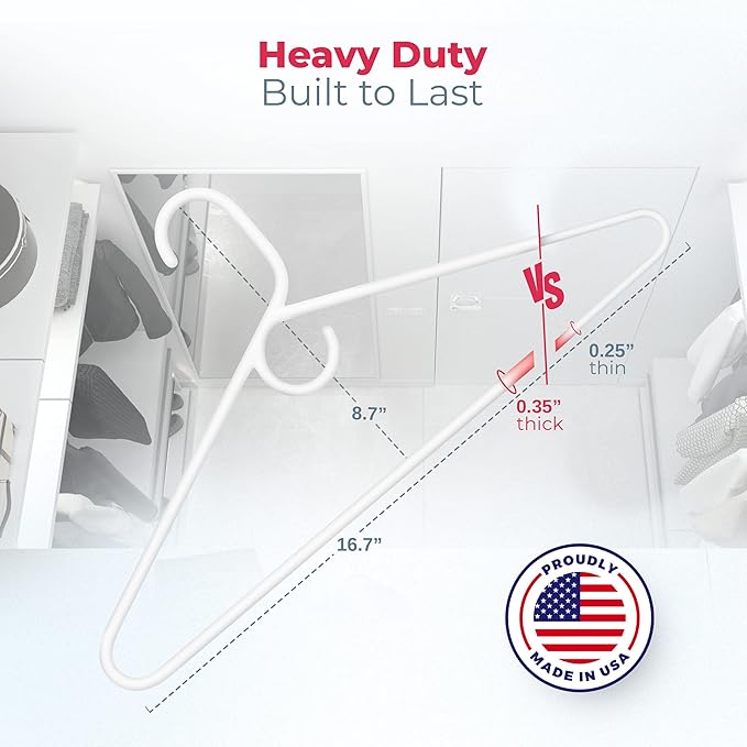 Neaties Heavy Duty Clothes Hangers 100 Pack (108 Count) – Made in The USA – 8lb Capacity Plastic Hangers for Adult Clothing – Durable for Pants, Coats, Jackets, or Jeans – Mint