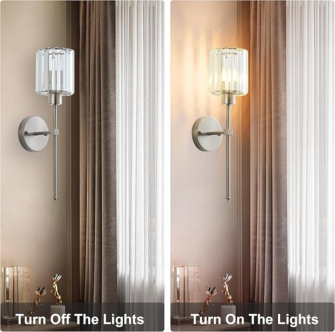 Hardwired Crystal Wall Sconces Set of Two