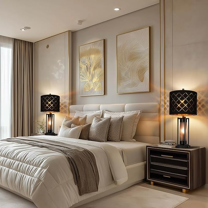 Modern Table Lamp Set of 2, Nightstand Lamps