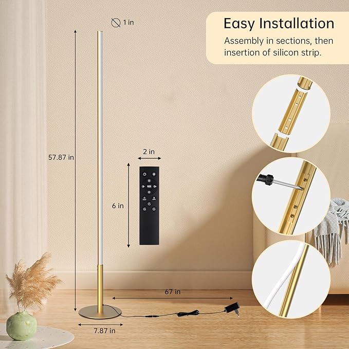 Marlrin Minimalist Corner Floor Lamp 2700K-6500K Dimmable