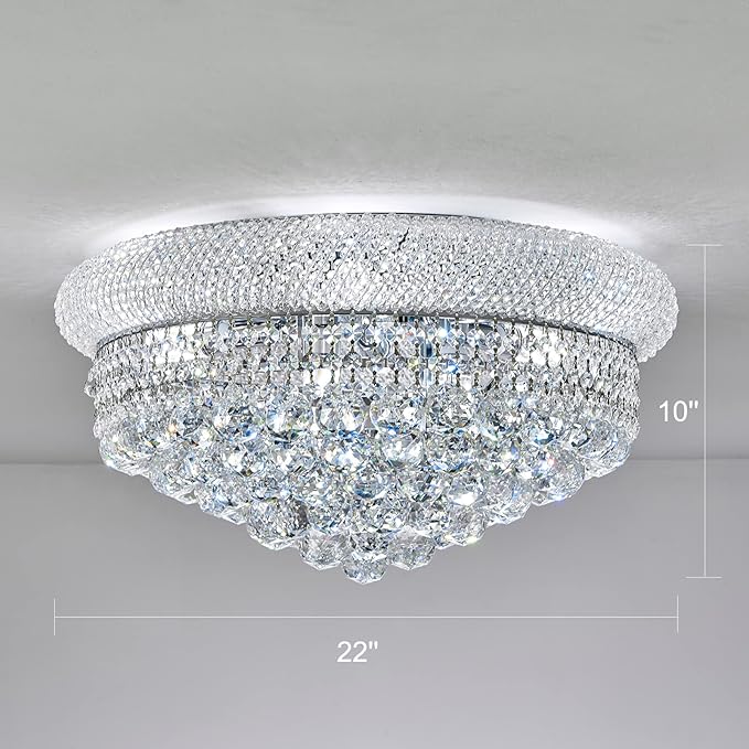 9-Light Crystal Flush Mount Chandelier Ceiling Light Fixture