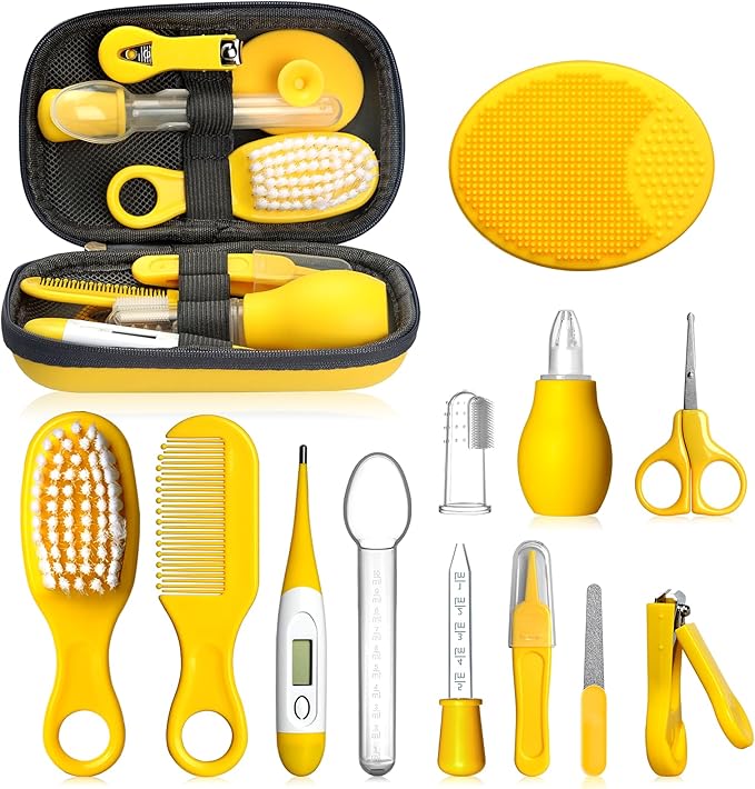 Baby Healthcare and Grooming Kit, Portable Baby Safety Care Set, Baby Essentials kit for Newborn(Yellow 13 in 1)