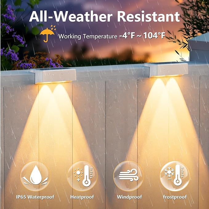 VOLISUN Solar Deck Lights 12 Pack, Warm White, Cool White and RGB Color Glow