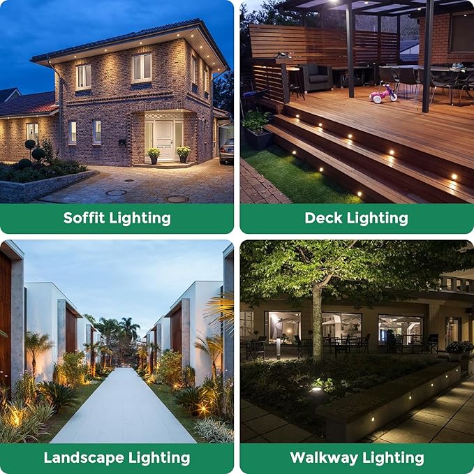 Gardencoin Outdoor Recessed LED Lights, Heavy Duty Soffit and Deck Stair