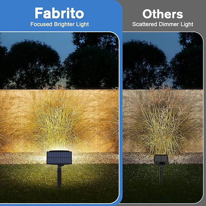 Fabrito Solar Spot Lights Outdoor 136 LEDs, Big Brighter Lighting Solar Lights