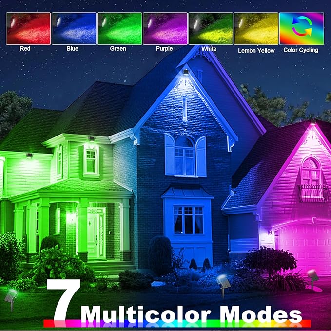 LANSOW Solar Spot Lights Outdoor Color Changing, Christmas Landscape Spotlights