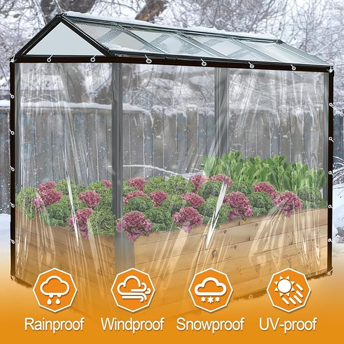 Clear tarp, tarp Waterproof, Outdoor tarps, for Outdoor Garden Cover, Covering Chicken coop, Porch, Tent, Camping Plant (6.6X8.2FT)