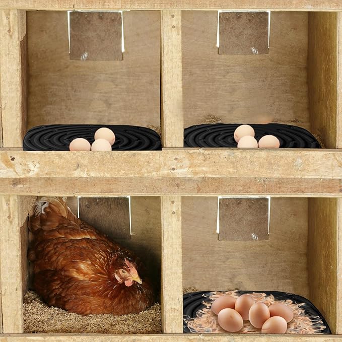 Skimzy Chicken Nesting Box Pads, 12 x 12 in Washable Reusable Nest Box Liners, 4-Pack, Breathable Drainage Design, Black