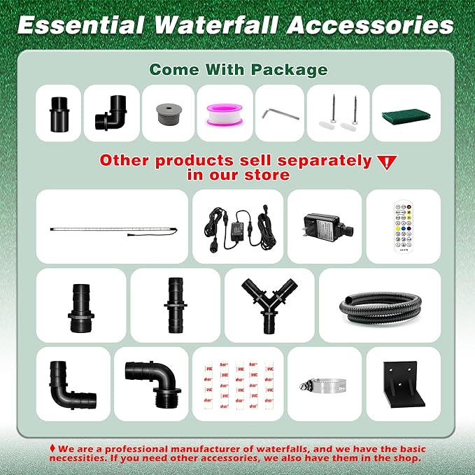 Pool Fountain Waterfall Spillway with Wider Water Flow Platform, Stainless Steel Waterfall with Pipe Connector Kits, Water Feature Spillway for Garden Decor, Patio, Ponds, 23."x11.8"x3.9"