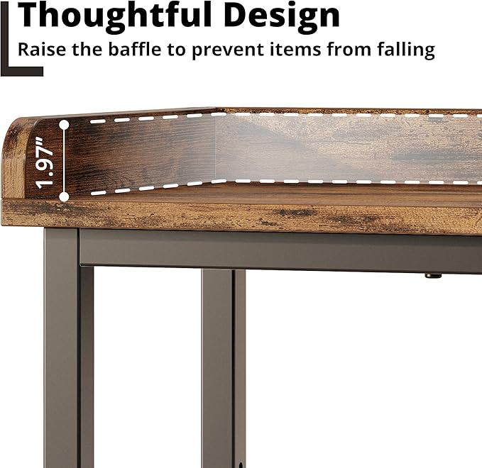 IRONCK Console Table, Sofa Table with Power Outlet, Farmhouse Hallway Table for Entryway, Living Room, Height Adjustable, Easy Assembly, Rustic Brown, 43"