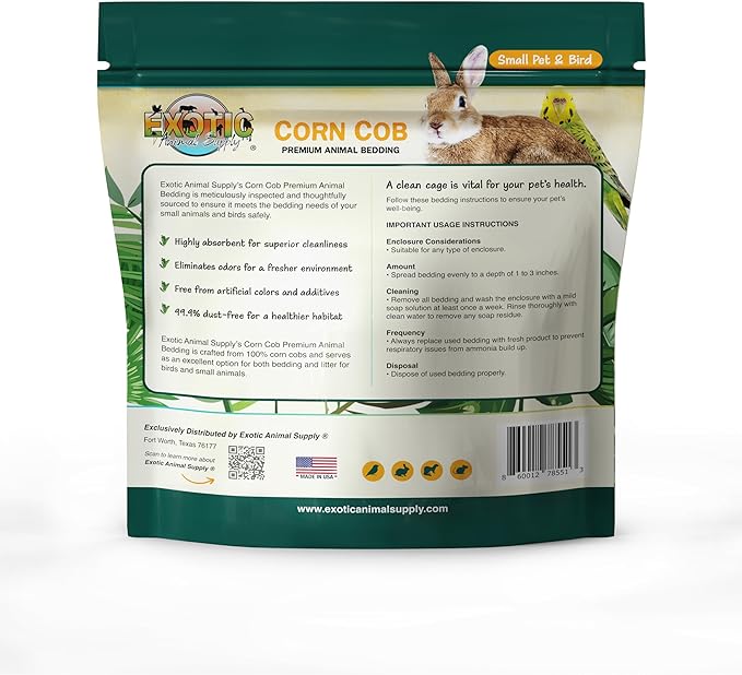 Natural Corn Cob Bedding, Corn Cob Litter, Dust-Free, Birds and Small Animals, ~10 lbs (690 CU in)