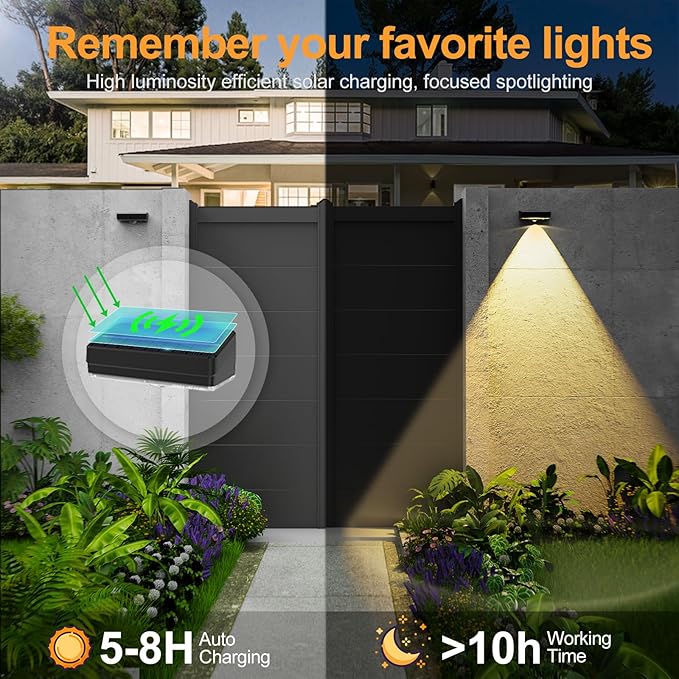 Solar Fence Lights, Fence Lights Solar Powered Waterproof IP65 Multicolor Led