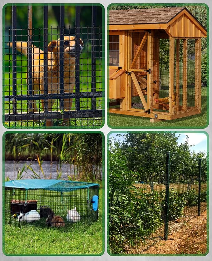 GoldPeak Black Vinyl Coated Hardware Cloth 1 inch Mesh 48'' x 50' 17 Gauge, PVC Coating Wire Mesh Roll Chicken Wire Mesh Garden Fencing Cage Wire Tree Guard Wire Mesh Fencing Welded Wire